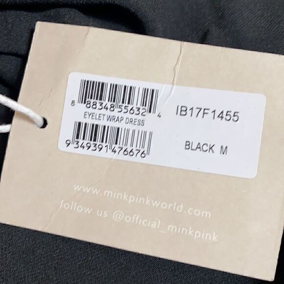 Mink Pink Dress Womens Size Medium Y2K eyelet faux wrap Asymmetrical Black NWT - Picture 10 of 12
